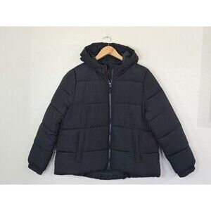 Swiss+ Tech Black Puffer Jacket Size XL Plus 14/16 Hooded Fleece Lined